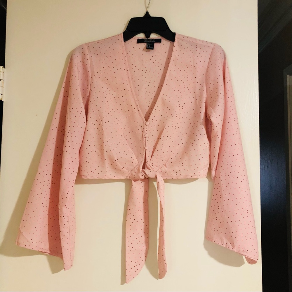 Pink polka dot crop top